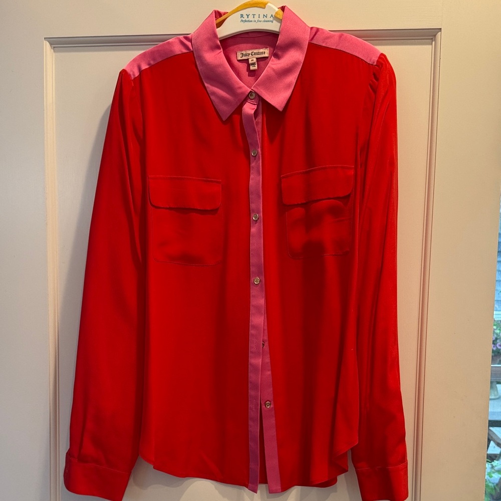 Juicy Couture Red Blouse with Pink Trim